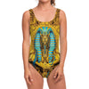 Golden Egyptian Pharaoh Print One Piece Swimsuit