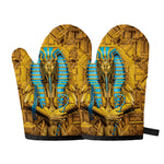 Golden Egyptian Pharaoh Print Oven Mitts