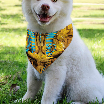 Golden Egyptian Pharaoh Print Over The Collar Dog Bandana