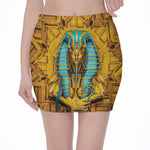 Golden Egyptian Pharaoh Print Pencil Mini Skirt