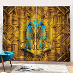 Golden Egyptian Pharaoh Print Pencil Pleat Curtains