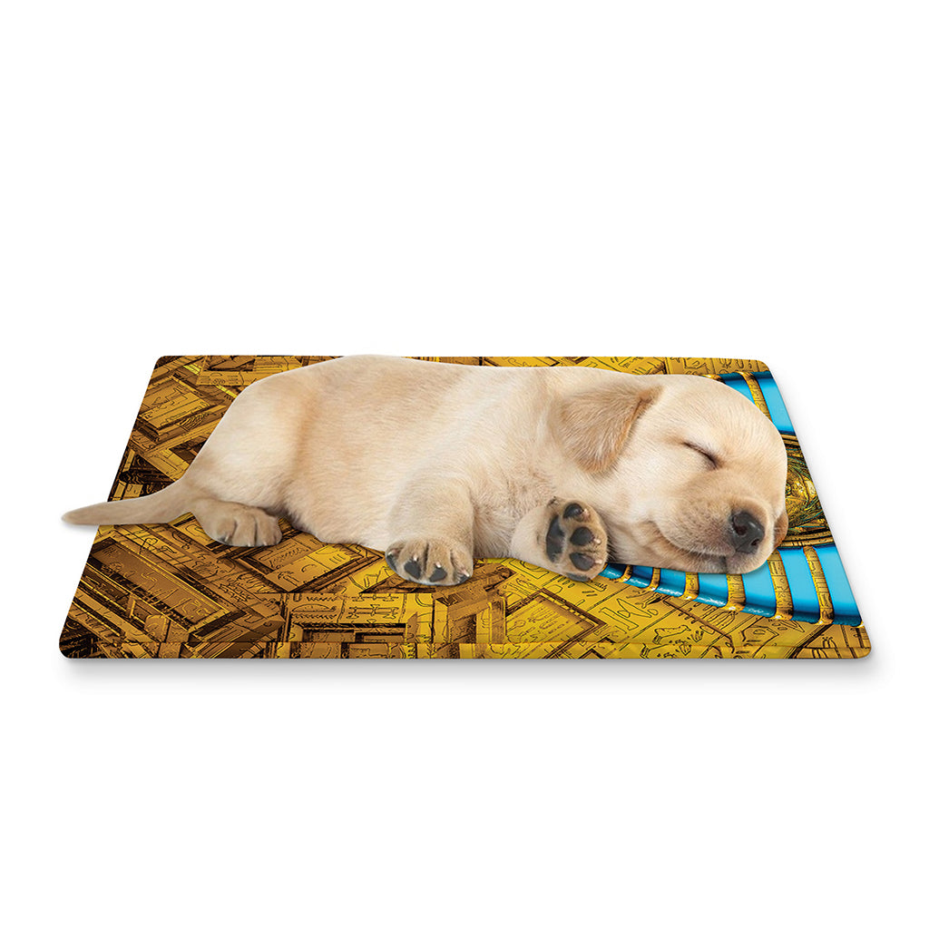 Golden Egyptian Pharaoh Print Pet Cooling Mat Cover