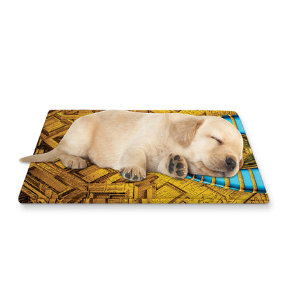 Golden Egyptian Pharaoh Print Pet Cooling Mat Cover