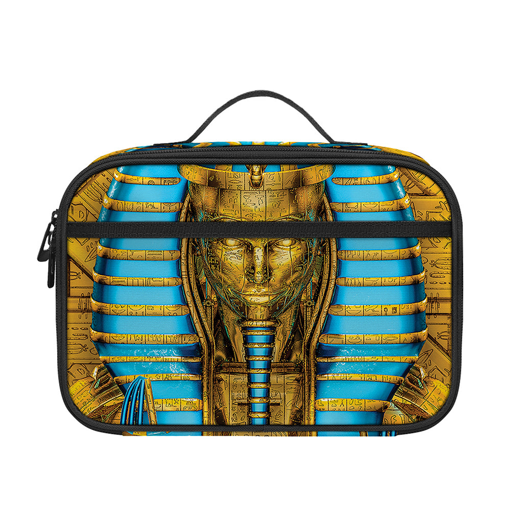 Golden Egyptian Pharaoh Print Portable Lunch Bag