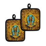 Golden Egyptian Pharaoh Print Pot Holders