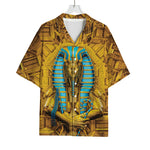 Golden Egyptian Pharaoh Print Rayon Hawaiian Shirt