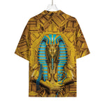 Golden Egyptian Pharaoh Print Rayon Hawaiian Shirt