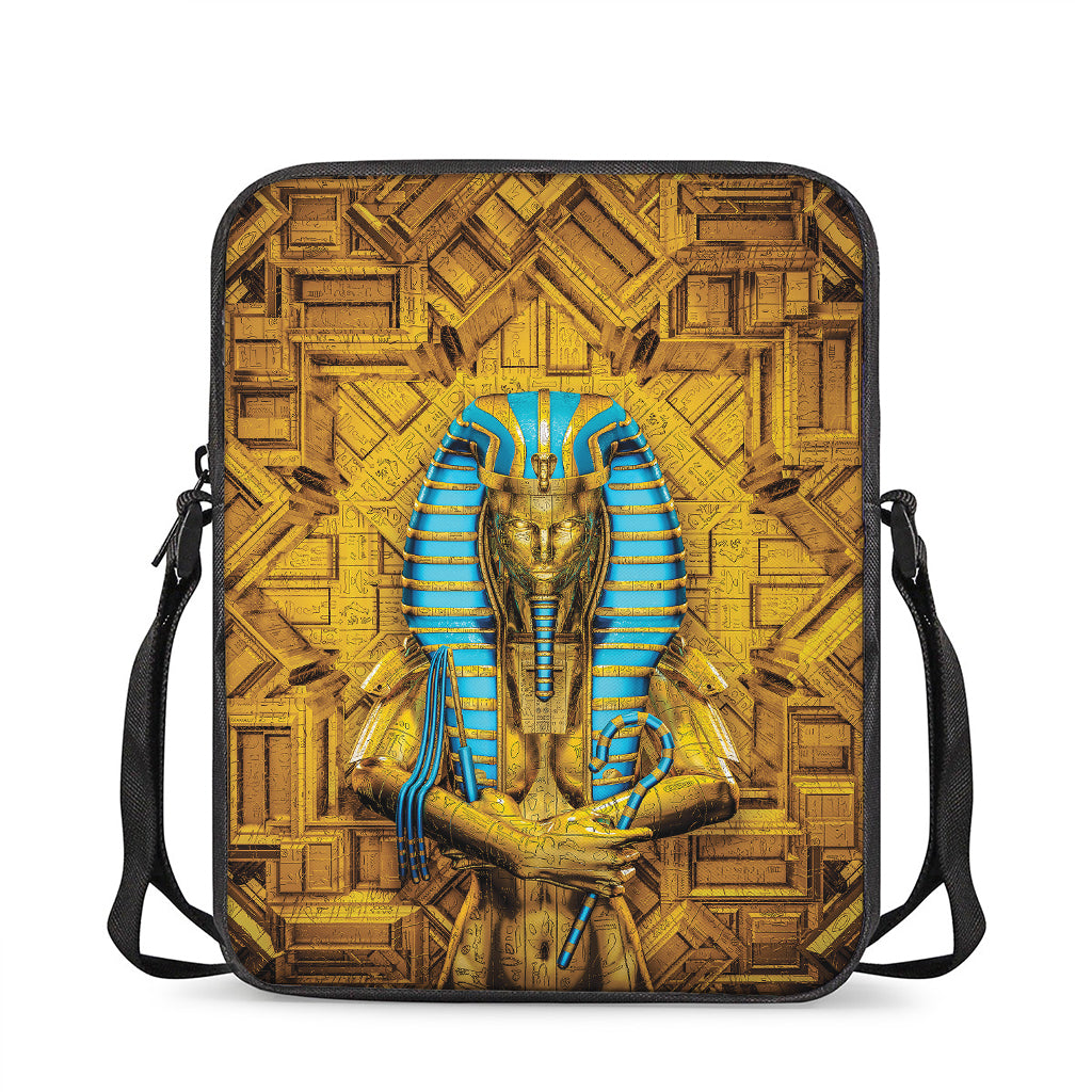 Golden Egyptian Pharaoh Print Rectangular Crossbody Bag