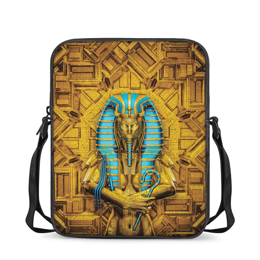 Golden Egyptian Pharaoh Print Rectangular Crossbody Bag