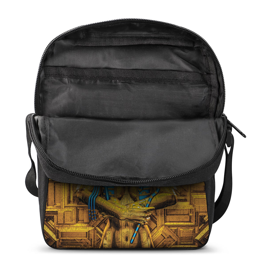 Golden Egyptian Pharaoh Print Rectangular Crossbody Bag