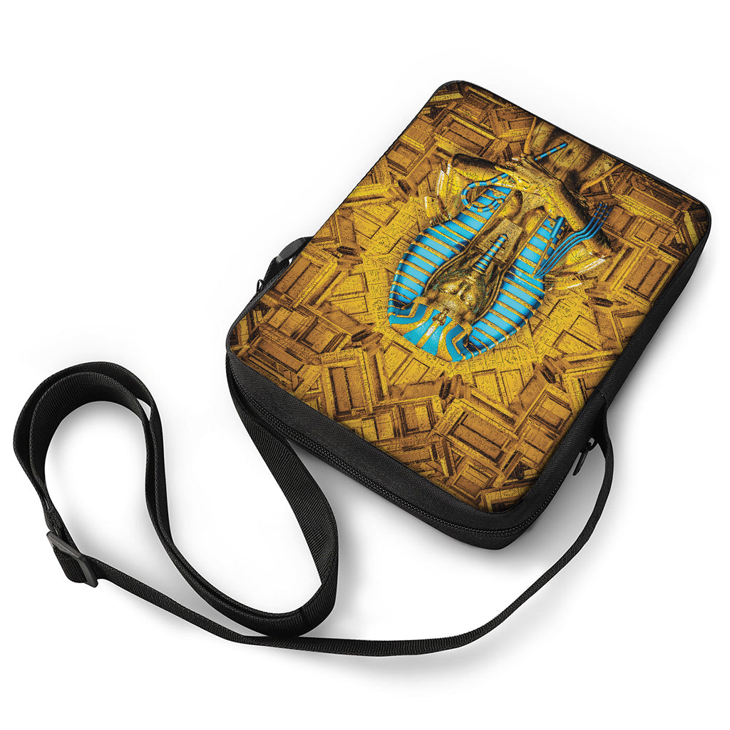 Golden Egyptian Pharaoh Print Rectangular Crossbody Bag