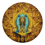 Golden Egyptian Pharaoh Print Round Blanket