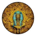 Golden Egyptian Pharaoh Print Round Floor Mat
