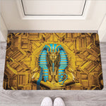 Golden Egyptian Pharaoh Print Rubber Doormat