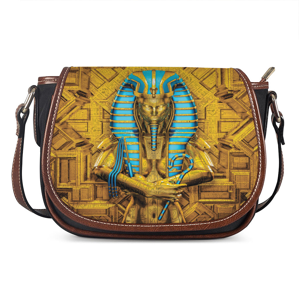 Golden Egyptian Pharaoh Print Saddle Bag