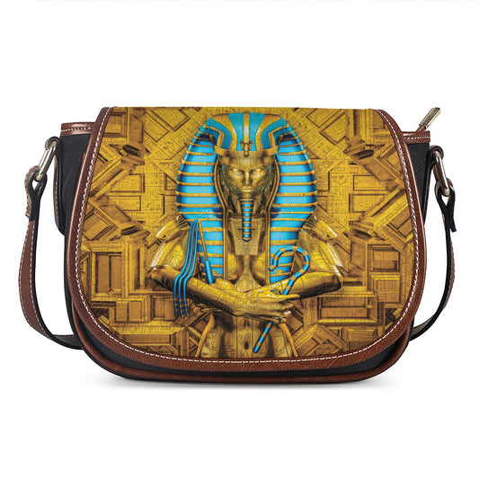 Golden Egyptian Pharaoh Print Saddle Bag