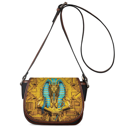 Golden Egyptian Pharaoh Print Saddle Bag