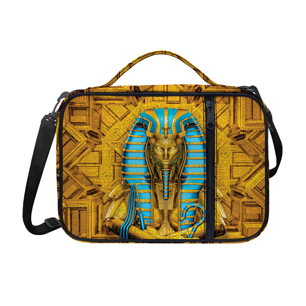 Golden Egyptian Pharaoh Print Shoulder Strap Bible Bag