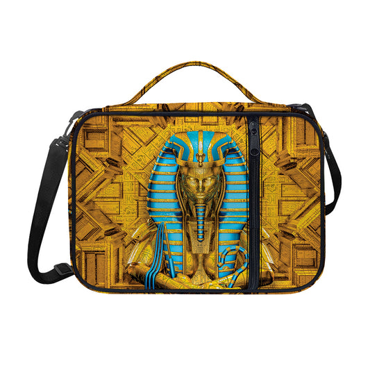Golden Egyptian Pharaoh Print Shoulder Strap Bible Bag