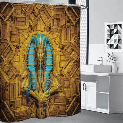 Golden Egyptian Pharaoh Print Shower Curtain