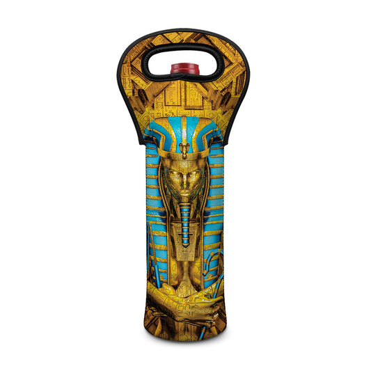 Golden Egyptian Pharaoh Print Single Neoprene Wine Tote