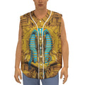 Golden Egyptian Pharaoh Print Sleeveless Baseball Jersey
