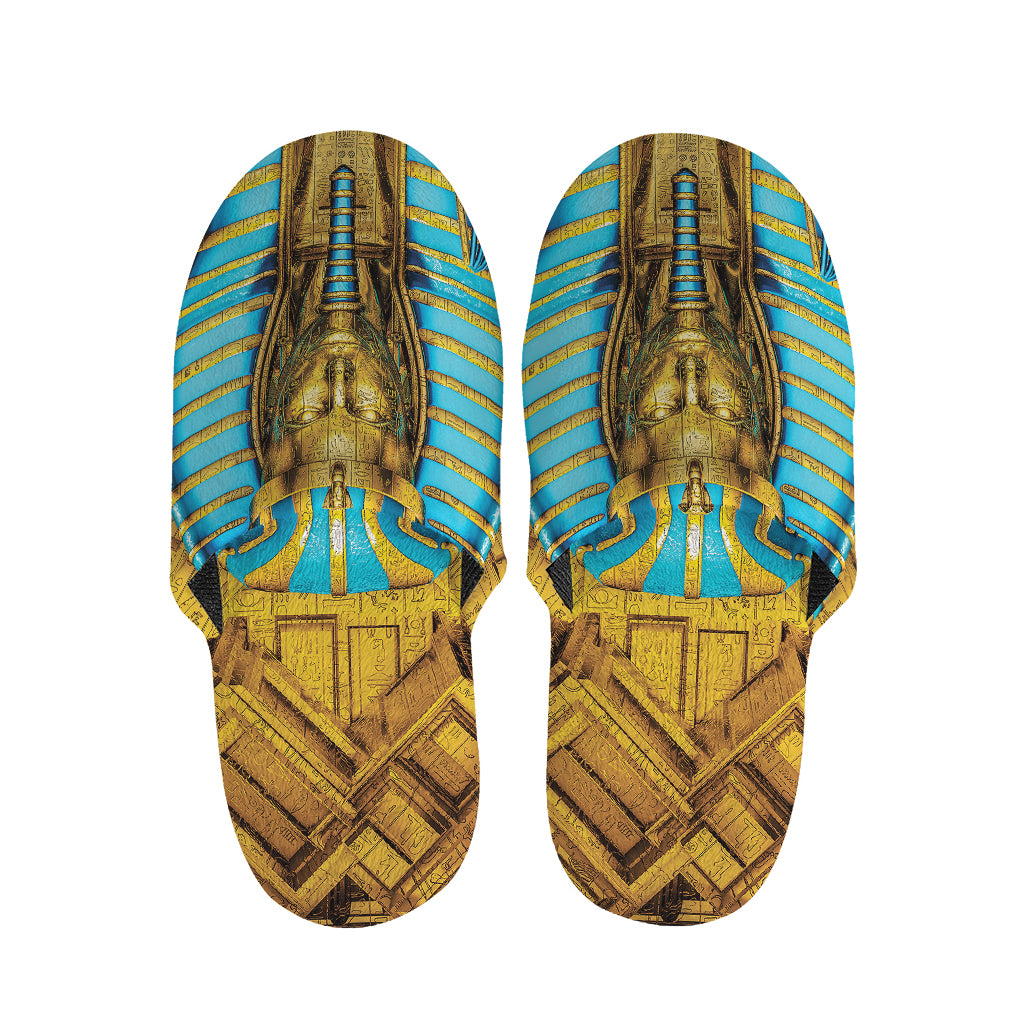 Golden Egyptian Pharaoh Print Slippers