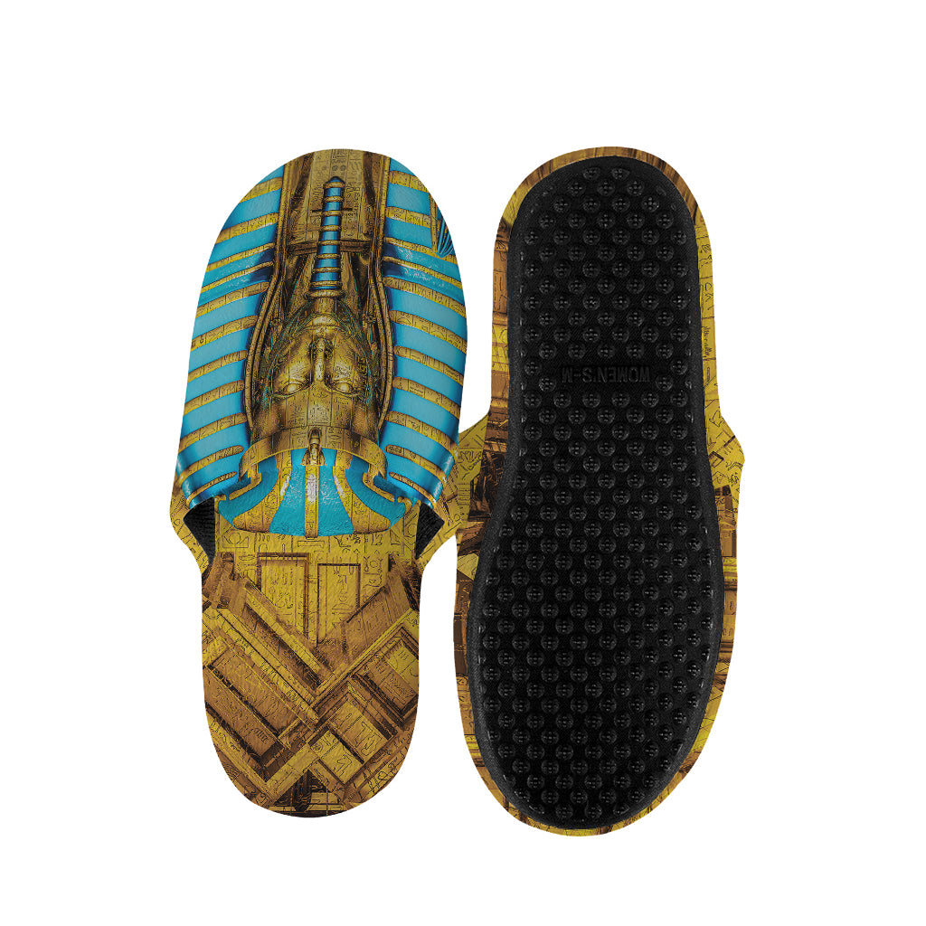 Golden Egyptian Pharaoh Print Slippers