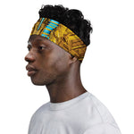Golden Egyptian Pharaoh Print Sports Headband