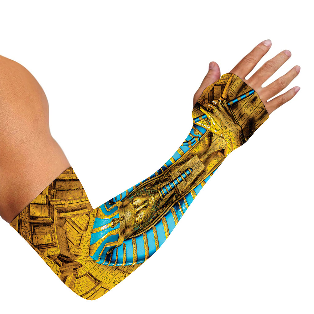 Golden Egyptian Pharaoh Print Sun Protection Arm Sleeves
