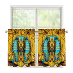 Golden Egyptian Pharaoh Print Tier Curtains
