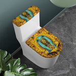 Golden Egyptian Pharaoh Print Toilet Lid And Tank Cover Set