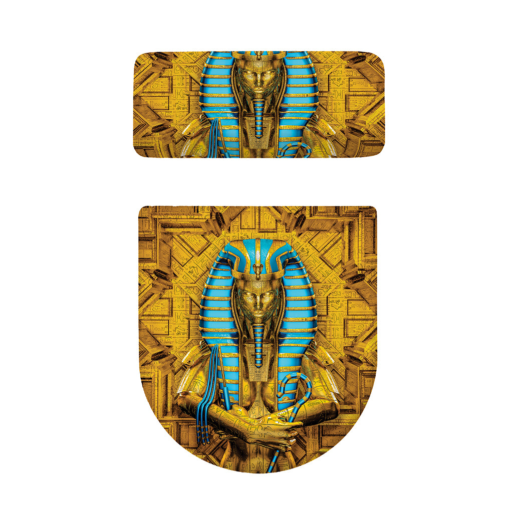 Golden Egyptian Pharaoh Print Toilet Lid And Tank Cover Set