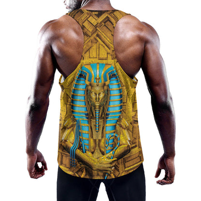 Golden Egyptian Pharaoh Print Training Tank Top
