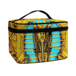 Golden Egyptian Pharaoh Print Travel Makeup Bag