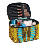 Golden Egyptian Pharaoh Print Travel Makeup Bag