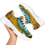 Golden Egyptian Pharaoh Print White Chunky Shoes