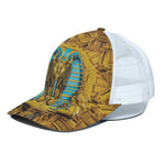 Golden Egyptian Pharaoh Print White Mesh Trucker Cap