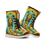 Golden Egyptian Pharaoh Print Winter Boots
