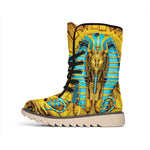 Golden Egyptian Pharaoh Print Winter Boots