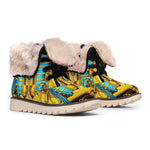Golden Egyptian Pharaoh Print Winter Boots