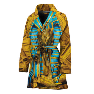 Golden Egyptian Pharaoh Print Women's Bathrobe