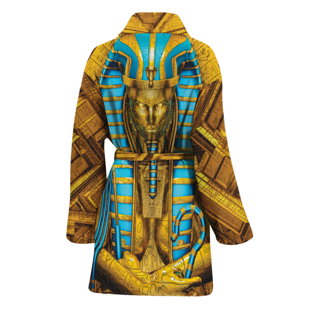 Golden Egyptian Pharaoh Print Women's Bathrobe