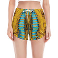 Golden Egyptian Pharaoh Print Women's Split Running Shorts