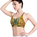 Golden Egyptian Pharaoh Print Women's Sports Bra