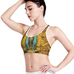 Golden Egyptian Pharaoh Print Women's Sports Bra