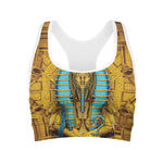 Golden Egyptian Pharaoh Print Women's Sports Bra