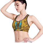 Golden Egyptian Pharaoh Print Women's Sports Bra
