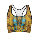 Golden Egyptian Pharaoh Print Women's Sports Bra