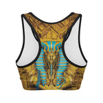 Golden Egyptian Pharaoh Print Women's Sports Bra